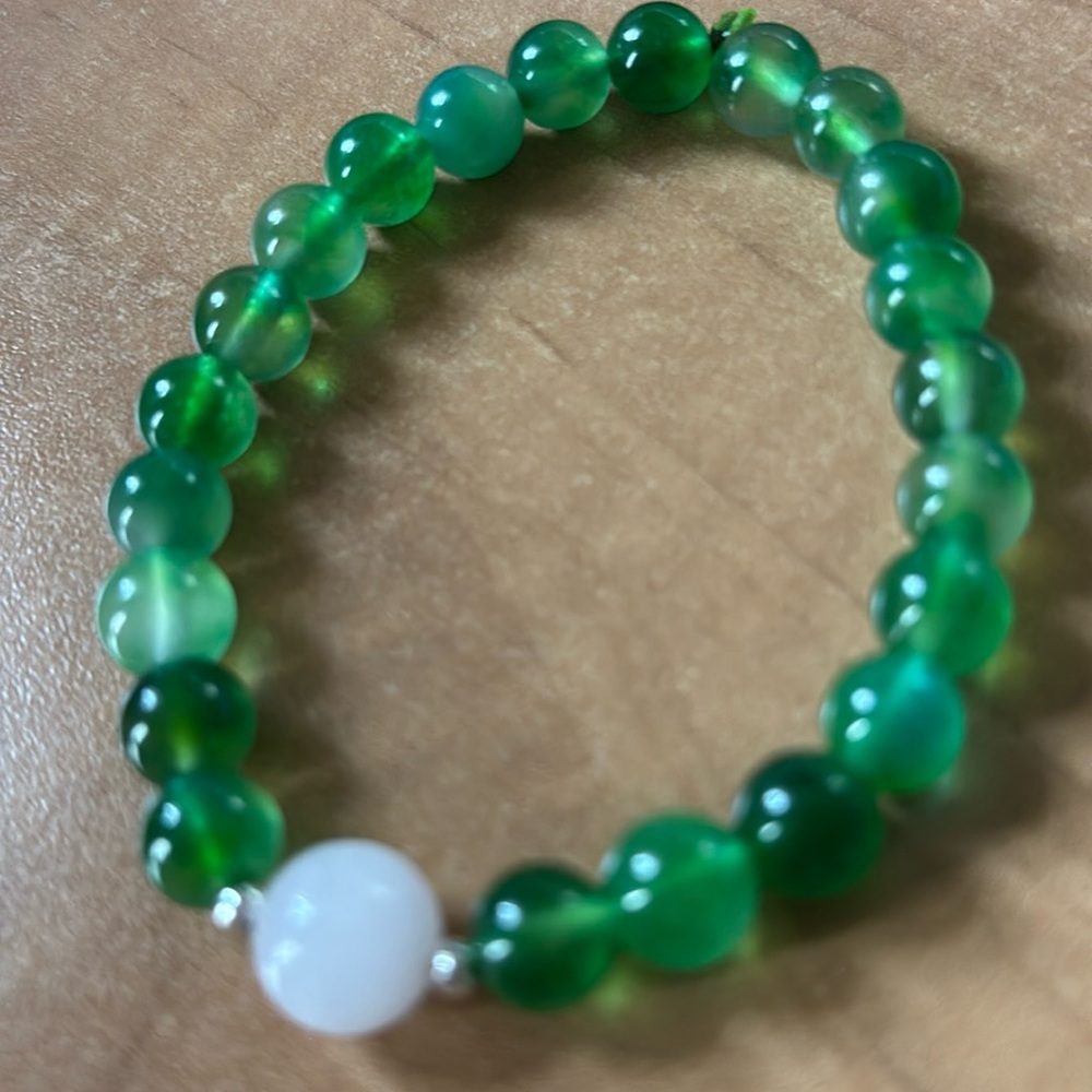 #114 Green Field Jade Rose Quartz Bracelet 8mm NEW ARRIVAL